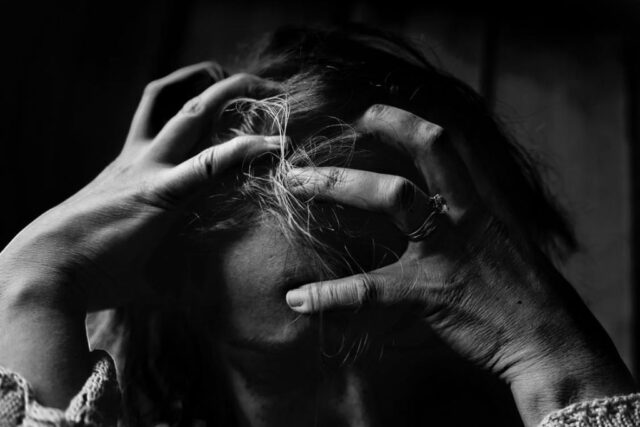 Photo showing frustration and depression.